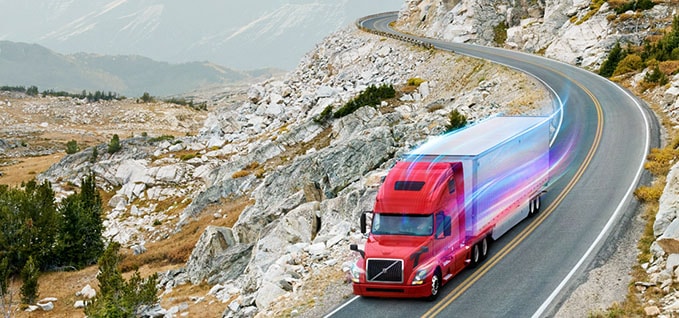 Truck on a mountain road